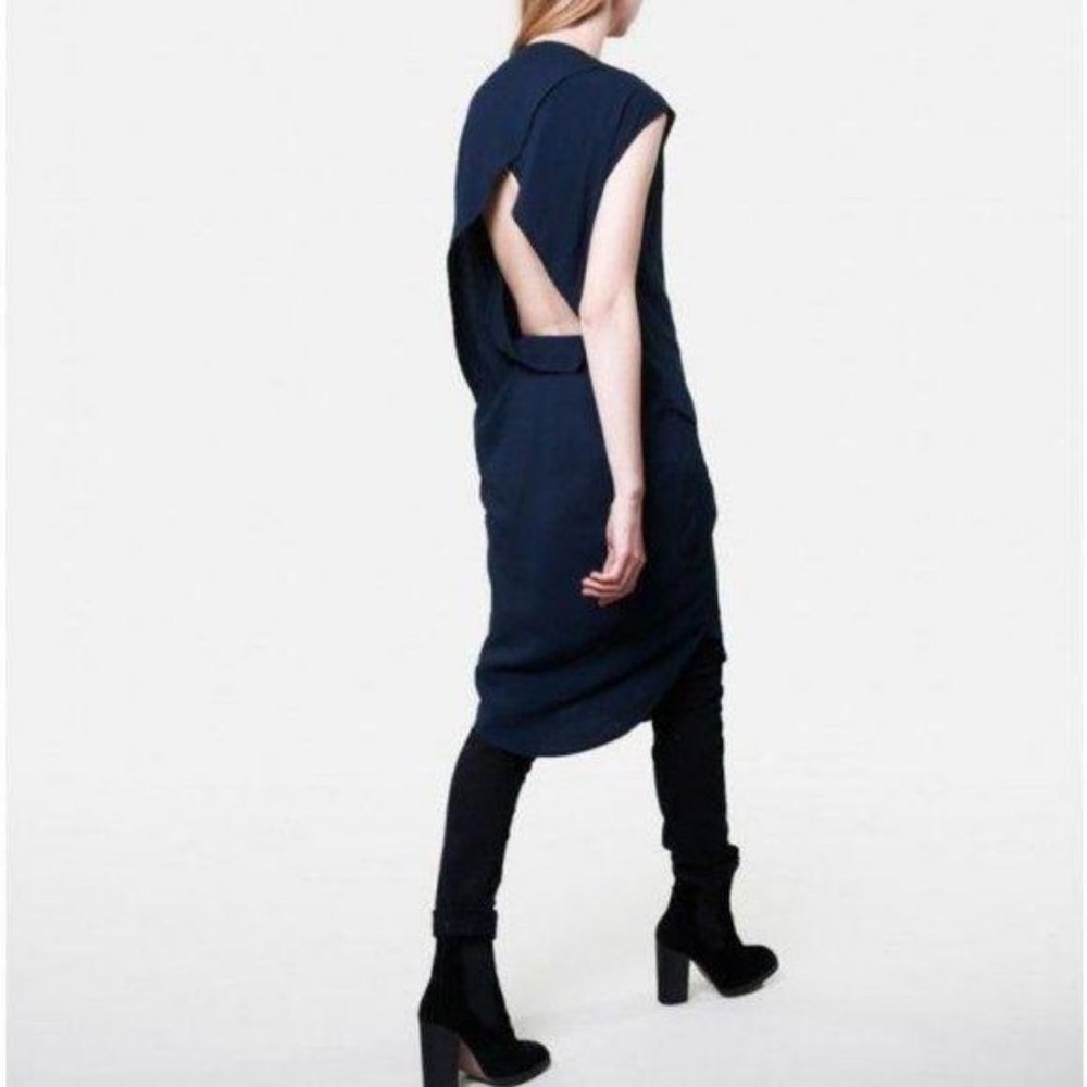 Oak NYC Dusk Crossover Dress Open Dress Midi Drape